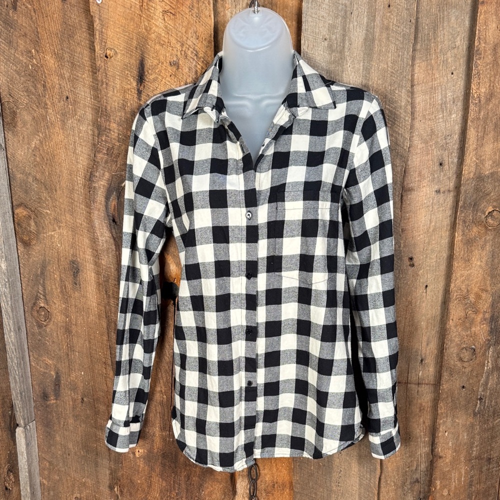 Zara Black and White Plaid Shirt